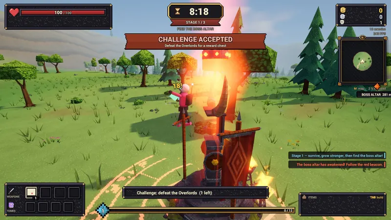 A challenge shrine erupting in flame with the banner CHALLENGE ACCEPTED