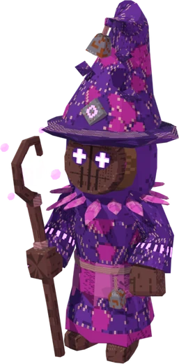 Pop-up: a purple hexslinger with a crystal staff and a pointed hat