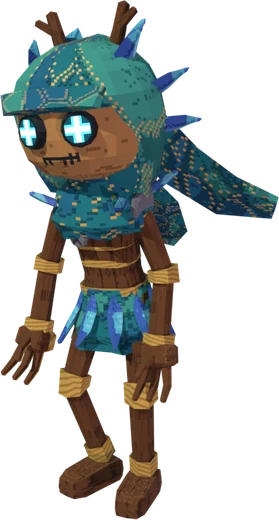Ping: a lanky teal runner with spiky fins