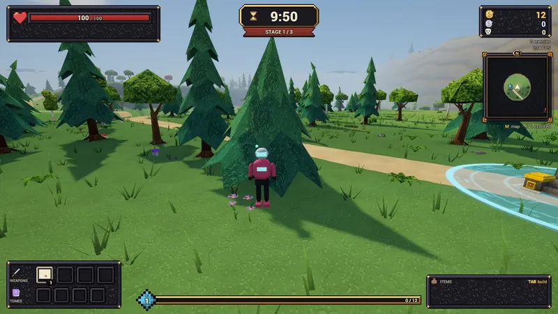 Gameplay with the minimap showing a nearby shrine