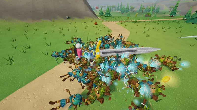 Iron Fang: a giant blade arc cutting through the horde
