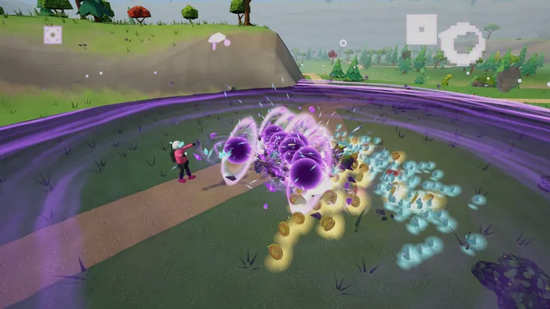 Voidwell: a violet gravity well pulling enemies into a vortex